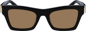 Ferragamo Prisma 52mm Rectangular Sunglasses in Black/Gold at Nordstrom Rack