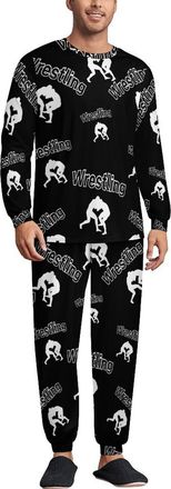 Generic Wrestling Soft Mens Pyjamas Set Loungewear Long Sleeve Round Neck Tops And Pants