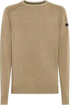 Roberto Ricci Design Cotton Techno Wash Rond Gebreid - Heren - Ronde hals truien - Beige - 3XL - Katoen - Truien & Vesten