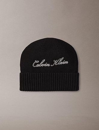 Calvin Klein Gorro De Punto Bordado Con Logo De Algod&oacute;n