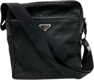 Prada Pre-owned Cross Body Bags, female, Black, Size: ONE SIZE Pre-owned Nylon Cross Body Bag