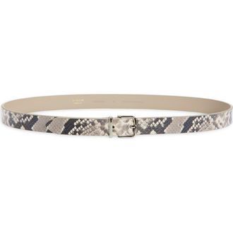 Vince Snake Embossed Leather Belt in Natural Grey at Nordstrom Rack, Size Large