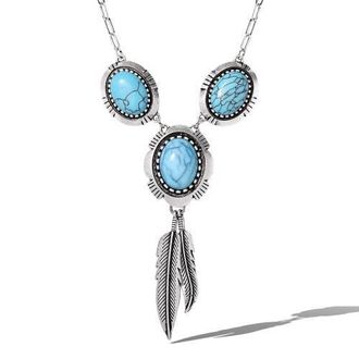 Jessica Simpson Feathers and Turquoise Necklace in Antique Silver/turquoise at Nordstrom