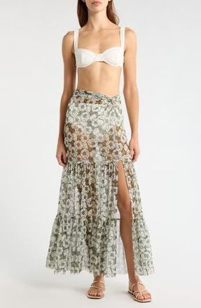 Hutch Sheer Cover-Up Maxi Skirt in Black Poppies at Nordstrom Rack, Size X-Large