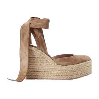 Gianvito Rossi Su&egrave;de Wedge Espadrilles - Dames - Schoenen - Beige - Maat: 41 EU Su&egrave;de