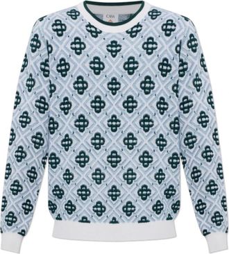 Casablanca Gebreid - Heren - Sweatshirts - Blauw - M - Wol - Hoodies & sweatvesten
