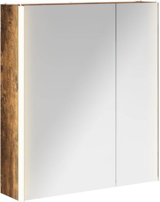 vidaXL Armario Con Espejo De Ba&ntilde;o Roble Ahumado 63,5 X 15,5 X 70 Cm Vidaxl