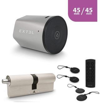 EXTEL Kit Cerradura Conectada Lock + Cilindro 45/45 Mm + Teclado Inal&aacute;mbrico + 2 Tarjetas Adicionales
