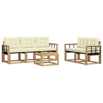 vidaXL Conjunto De Sof&aacute;s De Exterior Con Coj&iacute;n 6 Pcs Blanco Y Crema Vidaxl