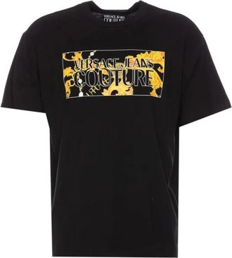 Versace Jeans Couture Logo-Print Katoenen T-shirt Zwart - Heren - T-shirts - Zwart - M - Katoen - Tops