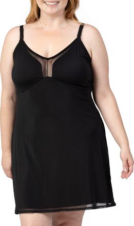 Kindred Bravely Aurora Mesh Nursing Nightgown in Black at Nordstrom, Size Small