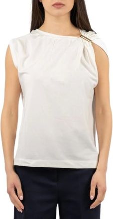 Pinko Pinko, Tops, Dames, Wit, S, Katoen, Top met korte mouwen van Supima katoen