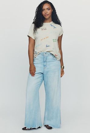 Pilcro Bennie Cotton Slim Embroidered Tee