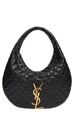 Saint Laurent Icare Quilted Leather Hobo Bag in Noir at Nordstrom