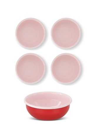 Elifle Two Tone Enamel Cereal Bowl - Set of 4 in Red & Pink at Nordstrom