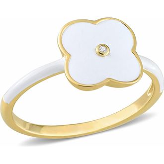 Delmar Gold Plated Created White Sapphire Enamel Ring at Nordstrom Rack, Size 5