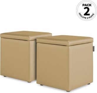 Happers Puff Cubo Arc&oacute;n Polipiel Beige Pack 2 Unidades Beige