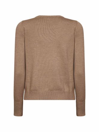 Blanca Vita Virgin Wool Ribbed Crewneck Sweater - Camel