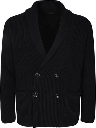 Dell'Oglio Double-breasted Shawl-Collar Cardigan - Heren - Vesten - Zwart - XL - Truien & Vesten