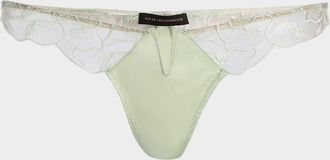 Kiki De Montparnasse Calla Lily Embroidered Silk Thong