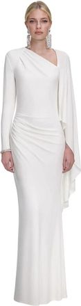 Self Portrait Jersey Maxi Jurk met Draping - Dames - Avondkleed - Wit - 2XS - Kleedjes