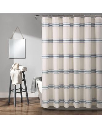 Lush D&eacute;cor Farmhouse Stripe Cotton Shower Curtain