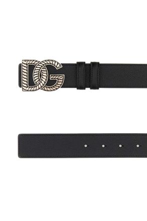 Dolce & Gabbana Mens Black Leather Reversible Belt Neronero Vitello Cinture
