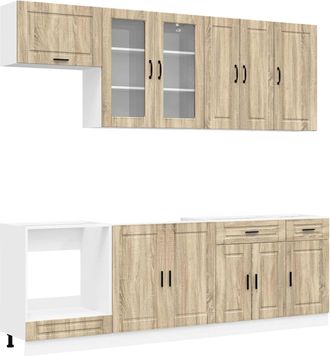 vidaXL Unidad De Cocina Porto 8 Uds. Roble Sonoma Madera De Ingenier&iacute;a Vidaxl