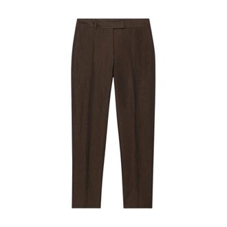 Brooks Brothers Tailored Slub Cotton-Linen Trousers - female - Brooks Brothers - Suit Trousers - Brown - 2XS - Trousers