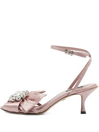 Dolce & Gabbana Keira bow-embellished sandals - women - Satin/Satin/Calf Leather/Calf Leather/Rubber - 39 - Pink