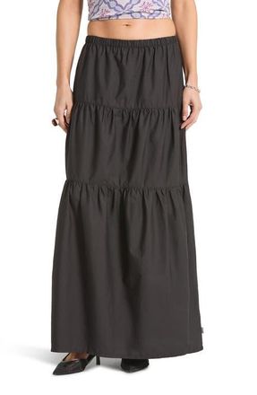 Brixton The Abigail Tiered Cotton Maxi Skirt in Black at Nordstrom, Size X-Small