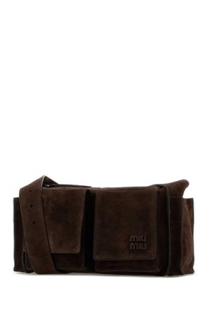 Miu Miu Womens Dark Brown Suede Utilitaire Crossbody Bag Moro Borse A Mano