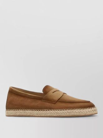 Santoni carlo suede penny strap espadrille loafers
