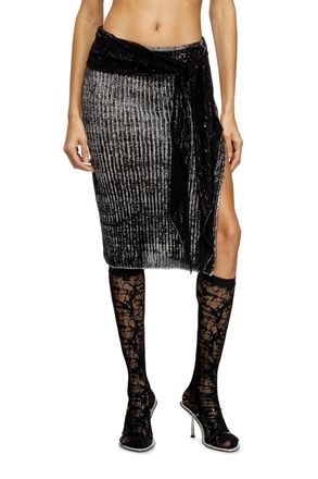 Diesel Knitted skirt with hip tie - Skirts - Woman - Black