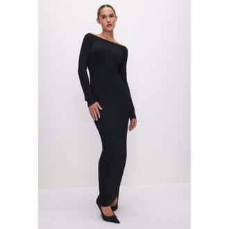 Good American Womens Stretch Rib Maxi Dress | Black, Size Medium | Good American by Khlo&Egrave; Kardashian