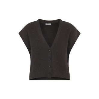 PESERICO Sleeveless Cropped Knit Sweater With Deep V-Neckline