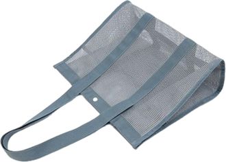 Generic Mesh Tote Bag, Reusable Beach Bag, Travel Pack with Zipper Closure, Polyester Grocery with Reinforced Handles, Kitchen Storage Foldable Design, Picnic