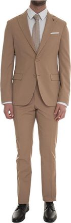 Paoloni Klassiek 2-knoops pak met zijsplitten - Heren - Business pakken - Beige - XL - Wol - Kostuums