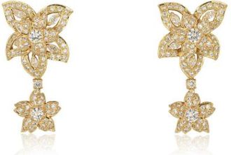Bespoke Yellow Gold Diamond Flower Drop Earrings