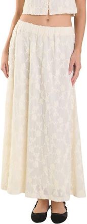 endless rose Floral Embroidered Maxi Skirt in Off White at Nordstrom, Size Small