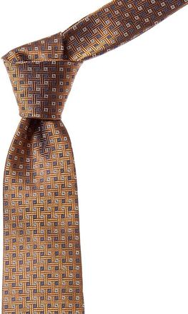 Canali Brown Squares Silk Tie