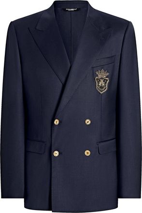 Dolce & Gabbana Blazer con applicazione logo - Blu