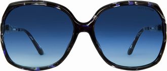 Suzy Levian Womens Blue Oversize Silver Chain Accent Sunglasses
