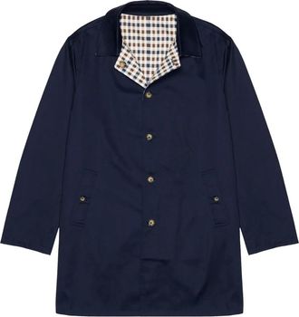 Aquascutum Archival Reversible Mid Coat - Heren - Mantel - Blauw - 2XL - Polyester - Jassen