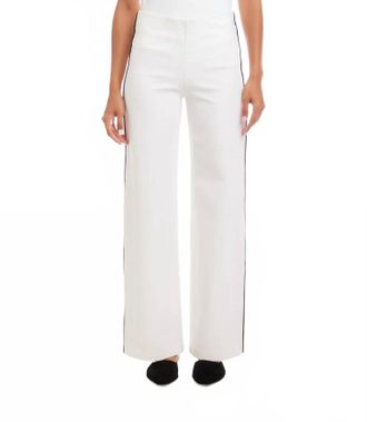 Karen Kane Contrast Piped Wide-Leg Pants In White