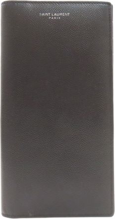 Saint Laurent Black Leather Long Wallet (Bi-Fold) (Pre-Owned)