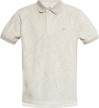 Etro Polo met logo patch - Heren - Polos - Beige - S - Katoen - Tops