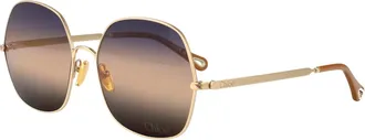 Chlo&eacute; Womens Sunglasses Ch0282s Gold-Blue Gold-Gold-Blue Metal Gold/gold/blue