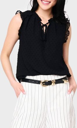 Gibsonlook Ruffle Trimmed V-Neck Blouse In Black