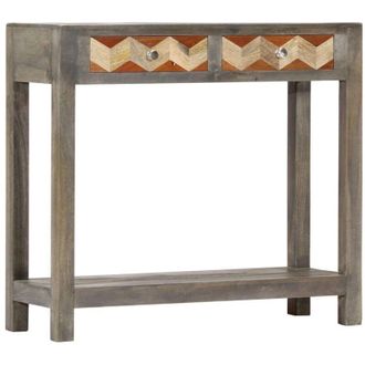 vidaXL Consola De Mesa 86x30x76 Cm Madera De Manguera Masiva Gris